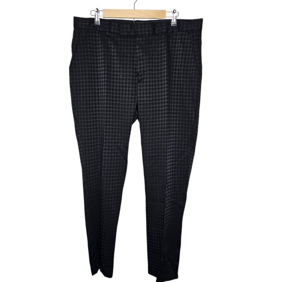 Boohoo Man Black Houndstooth Formal Suit Blazer Pants Jacket 44 Pants 36 x 29 - Picture 4 of 16